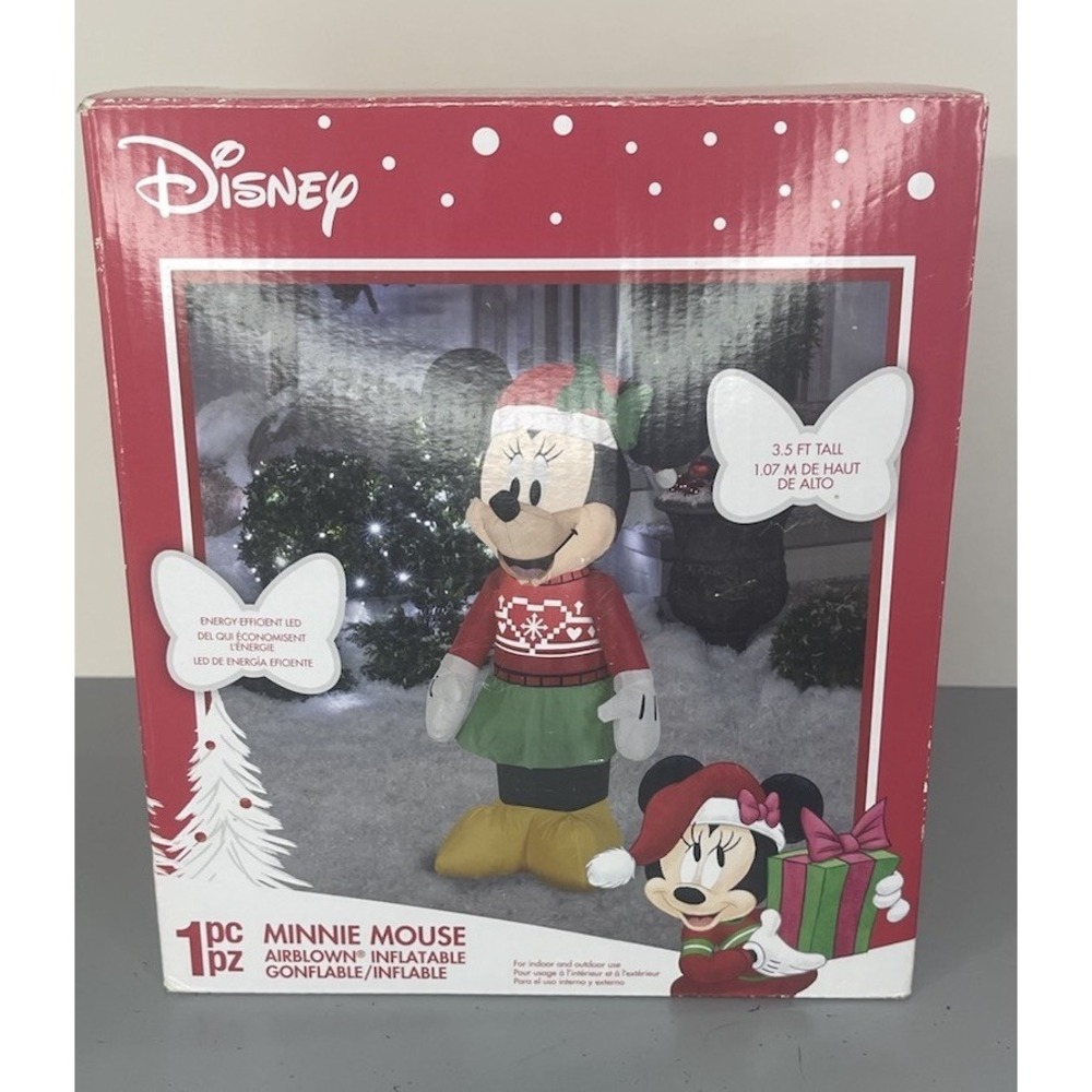 Disney Minnie Mouse Inflatable Christmas 3.5ft Red Green Holiday Gemmy 110647